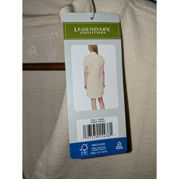 Legendary Outfitters Womens Quarter Zip Knit Dress With Pockets Beige L - Picture 7 of 8
